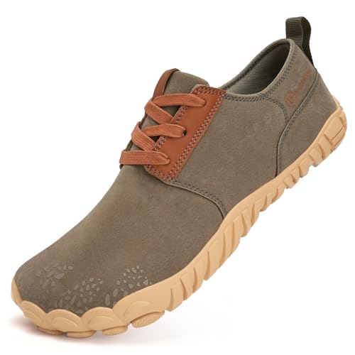 IceUnicorn Sneaker Herren Breite Barfuss Schuhe Damen Barfußschuhe Laufschuhe Traillaufschuhe(Grau Braun,43EU) von IceUnicorn