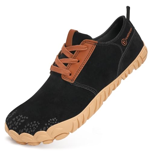 IceUnicorn Sneaker Herren Breite Barfuss Schuhe Damen Barfußschuhe Laufschuhe Traillaufschuhe(schwarz Orange,43EU) von IceUnicorn