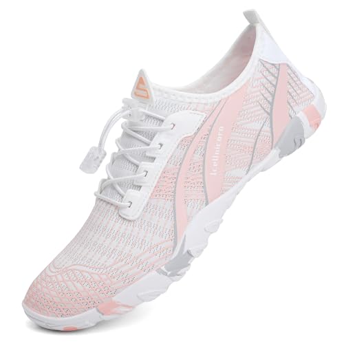 IceUnicorn Strandschuhe Badeschuhe Damen Herren Schwimmschuhe Aquaschuhe Sommer Schnell Trocknend Surfschuhe(934Rosa,42EU) von IceUnicorn
