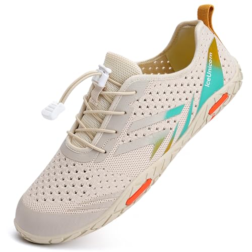 IceUnicorn Strandschuhe Badeschuhe Damen Herren Schwimmschuhe Aquaschuhe Sommer Schnell Trocknend Surfschuhe(Beige orange,37EU) von IceUnicorn