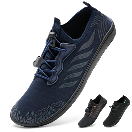 IceUnicorn Strandschuhe Badeschuhe Damen Herren Schwimmschuhe Aquaschuhe Sommer Schnell Trocknend Surfschuhe(Blau Punkte,45EU) von IceUnicorn