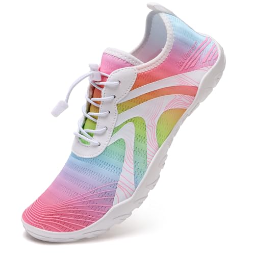 IceUnicorn Wasserschuhe Damen Badeschuhe Schwimmschuhe Strandschuhe Unisex Herren Bequem Modisch Bunt(Rainbow,40EU) von IceUnicorn