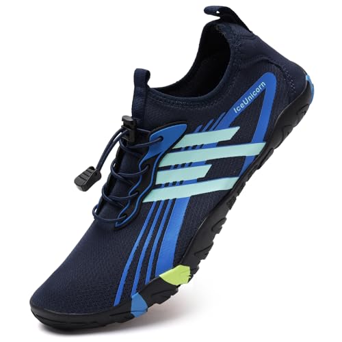 IceUnicorn Wasserschuhe Damen Badeschuhe Schwimmschuhe Strandschuhe Unisex Herren Bequem Modisch Bunt(Nary,46EU) von IceUnicorn