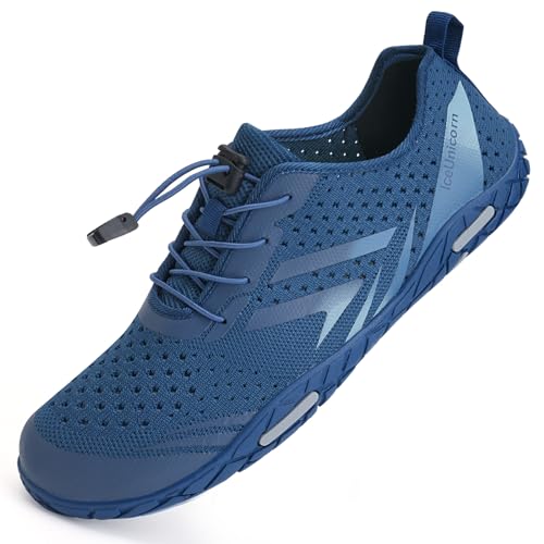 IceUnicorn Strandschuhe Badeschuhe Damen Herren Schwimmschuhe Aquaschuhe Sommer Schnell Trocknend Surfschuhe(Dunkel Blau,48EU) von IceUnicorn