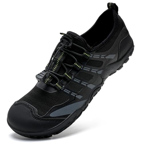 IceUnicorn Barfuss Schuhe Damen Fitnessschuhe Wasserschuhe Herren Strandschuhe Leichte Atmungsaktiv Sommer(Gewinner Schwarz,42EU) von IceUnicorn