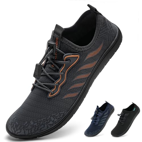 IceUnicorn Strandschuhe Badeschuhe Damen Herren Schwimmschuhe Aquaschuhe Sommer Schnell Trocknend Surfschuhe(Grau Punkte,41EU) von IceUnicorn