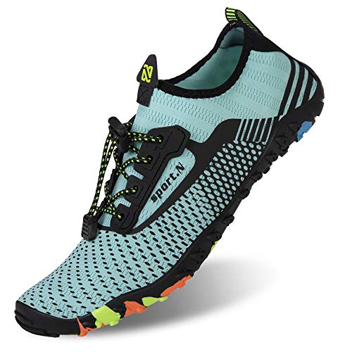 IceUnicorn Strandschuhe Badeschuhe Damen Herren Schwimmschuhe Aquaschuhe Sommer Schnell Trocknend Surfschuhe(Turkis,43EU) von IceUnicorn
