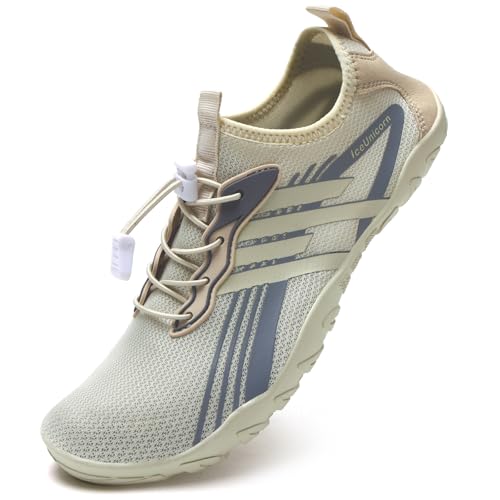 IceUnicorn Wasserschuhe Damen Badeschuhe Schwimmschuhe Strandschuhe Unisex Herren Bequem Modisch Bunt(Beige,36EU) von IceUnicorn