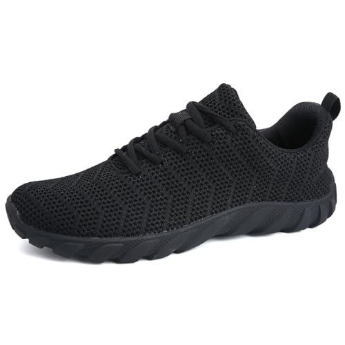 Leicht Walkingschuhe Knit Damen Fitnessstudio Trailrunning Schuhe Herren Sportschuhe Freizeit Fashion(317schwarz,39EU) von IceUnicorn