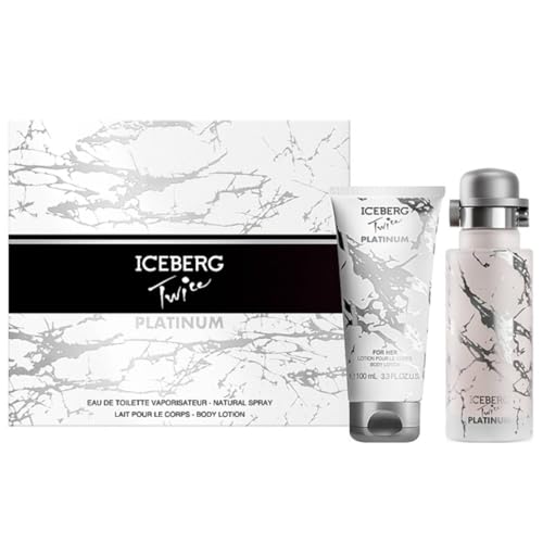 Iceberg Twice Platinum Geschenkbox für Damen, Eau De Toilette, Spray 125 ml und feuchtigkeitsspendende und parfümierte Körpermilch 100 ml von Iceberg