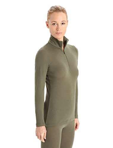 Icebreaker Merino Damen Standard 175 Thermo-Unterhemd für kaltes Wetter mit halbem Reißverschluss, Loden Green, Medium von Icebreaker