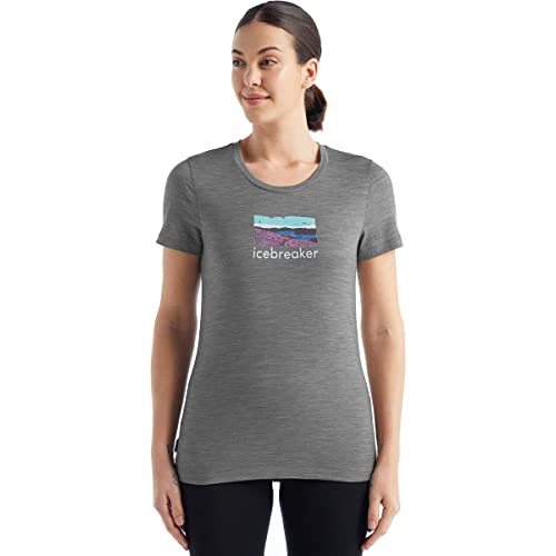 Icebreaker Merino Damen Tech Lite II, kurzärmelig T-Shirt, Metro Heather Trailhead, Large von Icebreaker