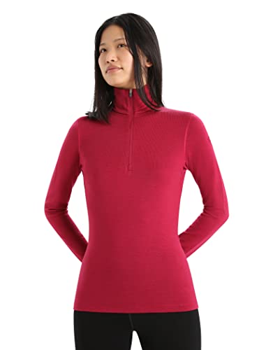 Icebreaker Damen Women's 260 Tech L/S Half Zip Merinounterwäsche Rot L von Icebreaker