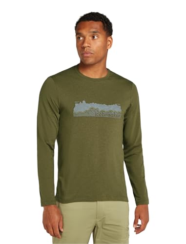 Icebreaker - Herren Merino Central Klassisches Langarm-T-Shirt Haute Route - T-Shirt für jeden Tag, Loden, M von Icebreaker