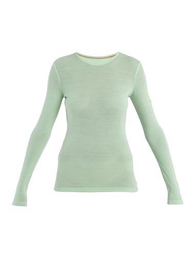 icebreaker Merino 175 Everyday Damen Shirts Langarm Crew 100% Reine Merinowolle Base Layer für Frauen mit weichem Rippenstoff - Thermoshirt für kaltes Wetter, Glas, Medium von icebreaker