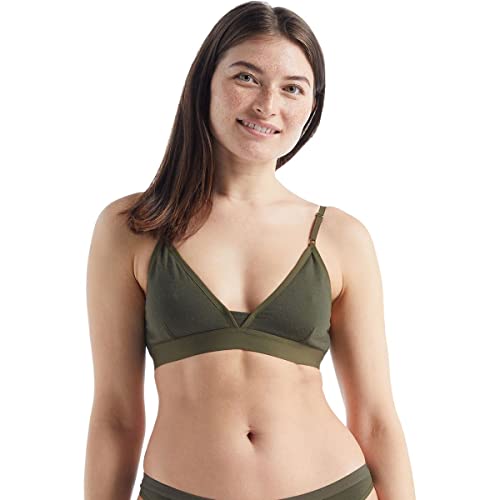 Icebreaker Merinowolle Damen Unterwäsche | Zero Feel BH | Sport BH Fitness | Bügelloser BH | Comfort BH | Invisible Bra - Loden, XL von Icebreaker