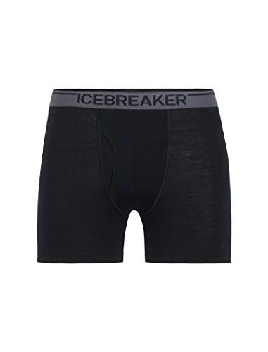 Icebreaker Merinowolle Herren Unterwäsche - Anatomica Boxershorts mit Eingriff | Unterhosen Männer | Boxershorts | Unterwäsche | Merino Unterwäsche | Thermounterwäsche - Schwarz, L von Icebreaker