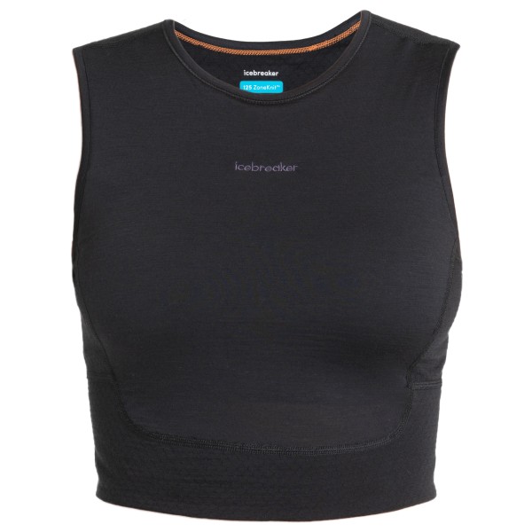 Icebreaker - Women's Zoneknit Energy Wind Cropped Bra-Tank - Sport-BH Gr XS schwarz von Icebreaker