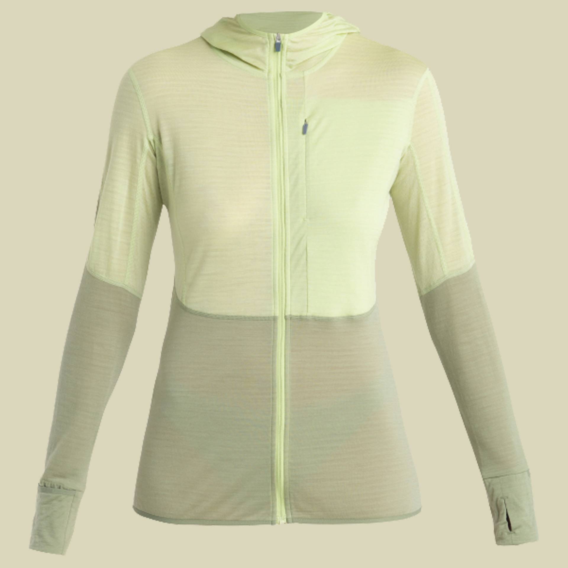 Merino 200 Realfleece Descender LS Zip Hoodie Women L grün - glazen/lichen/cb von Icebreaker