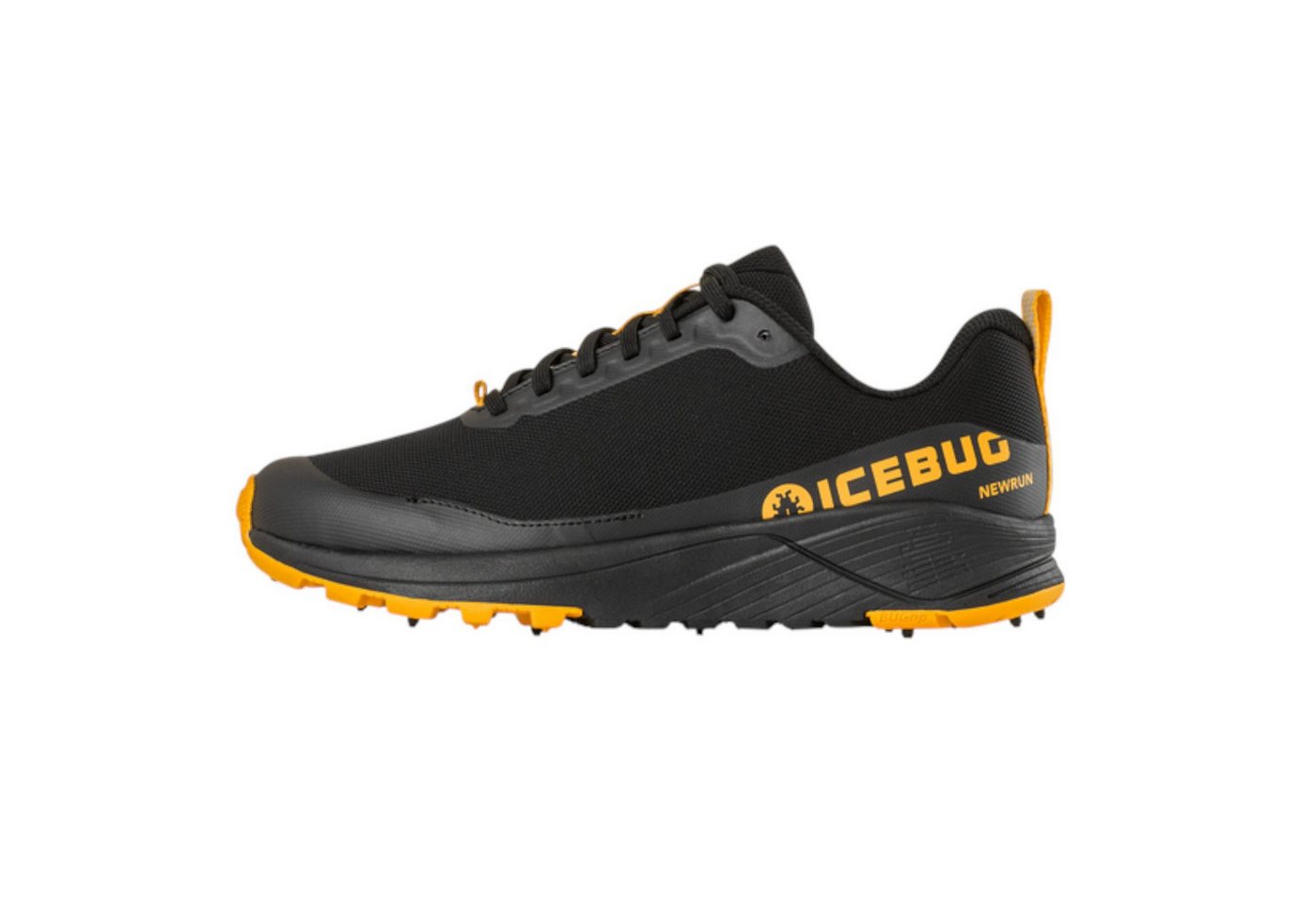Icebug NewRun BUGrip - mit 17 dynamischen Hartmetall-Spikes - schwarz/apricot Laufschuh von Icebug