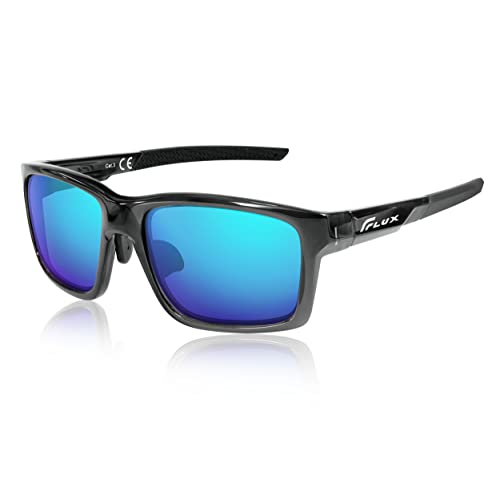 ICECUBE Verano Sonnenbrille für Damen und Herren, polarisierter UV400-Schutz, leichter Rahmen, Sport-Sonnenbrille für Baseball (Crystal Grey, Blue Mirror) von ICECUBE
