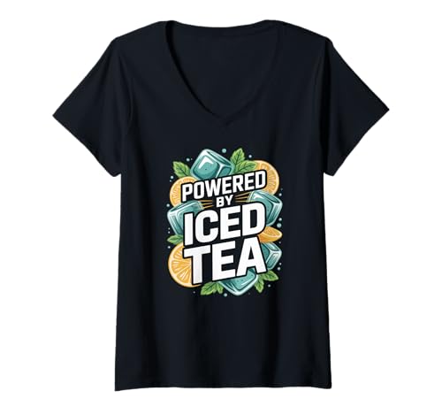 Damen Angetrieben durch Eistee, erfrischende Zitrusfrüchte T-Shirt mit V-Ausschnitt Damen Angetrieben durch Eistee, erfrischende Zitrusfrüchte T-Shirt mit V-Ausschnitt von Iced Tea Citrus Refreshment Lovers