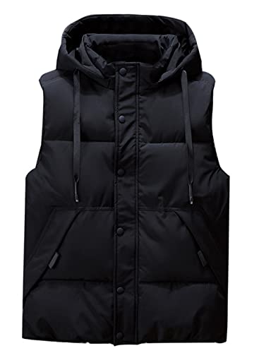 Icegrey Herren Daunenweste mit Kapuze ärmellos leicht Bodywarmer Steppweste Warm Gilet Stehkragen, Schwarz 2, 3XL von Icegrey