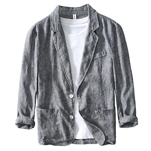 Icegrey Sakko Herren Sportlich Leinen Regular Fit Männer Blazer Modern Freizeit 2 Knopf Anzugjacke Sommersakko, Grau, L von Icegrey