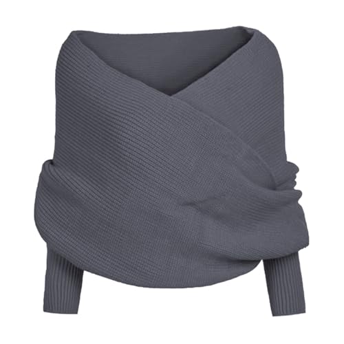 Icegrey Schal mit Ärmeln Strick Ärmelschal Winter Warm Gestrickt Schals Umhang Wrap Schal Shawl Cape Strickschals Pulloverschal Freizeit Sweater Scarf, Dunkelgrau von Icegrey
