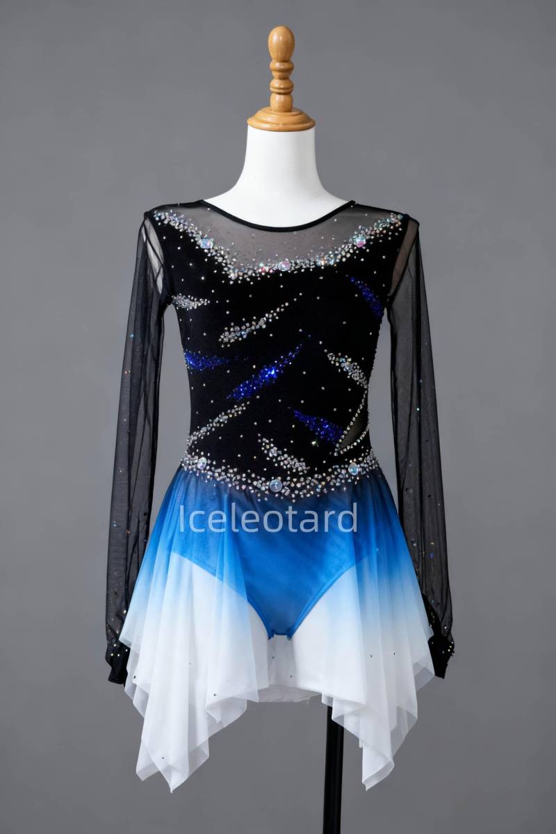 Blue Nebula Ice Skating Dress | Girls Competition Leotard Custom Handmade Figure Costume von Iceleotard