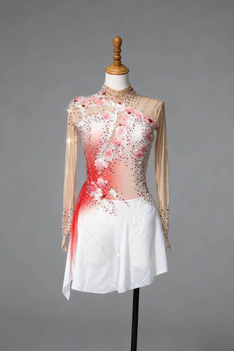 Burning Snow Ice Skating Dress | Girls Competition Leotard Custom Handmade Figure Costume von Iceleotard
