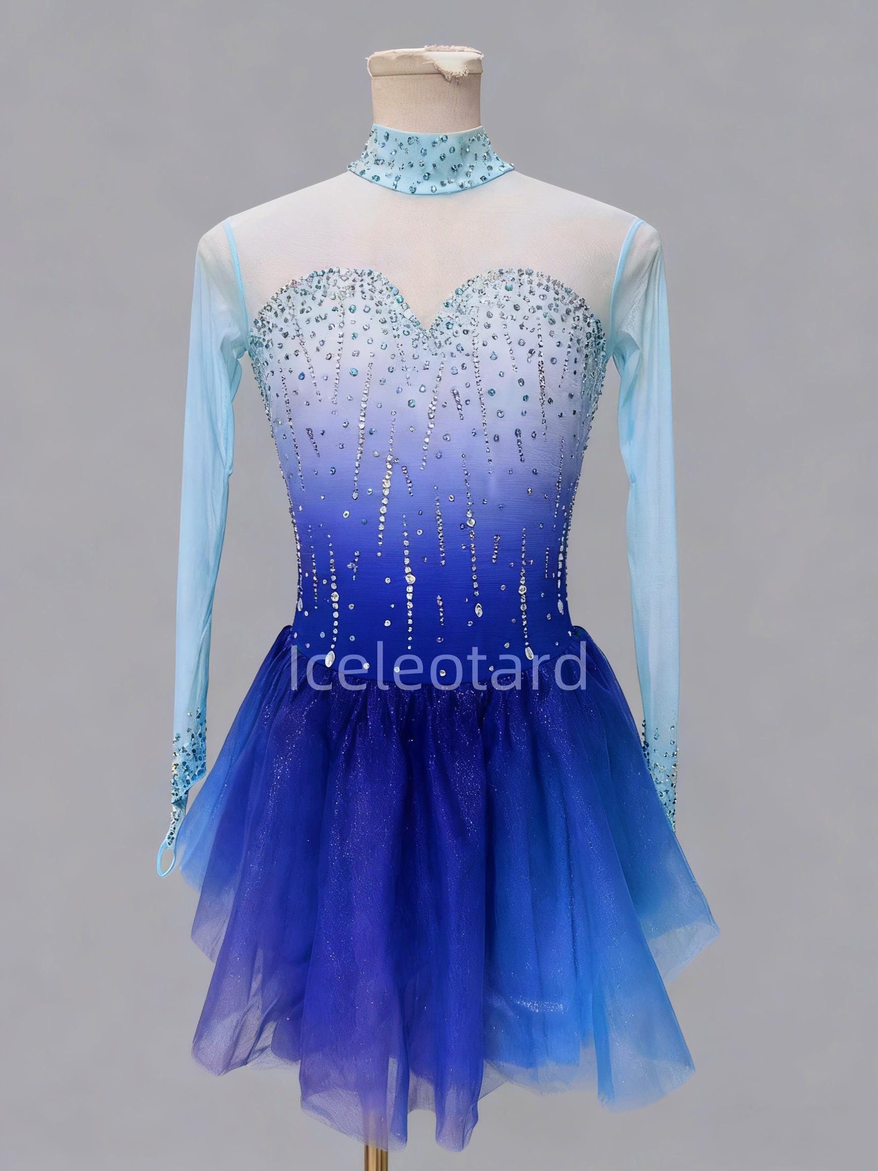 Ice Horizon Skating Dress | Girls Competition Leotard Custom Handmade Figure Costume von Iceleotard