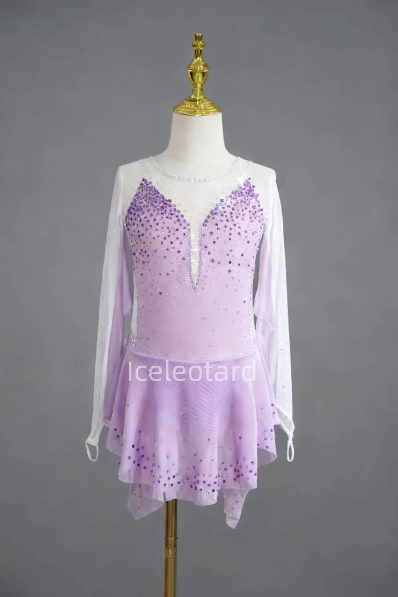 Crystal Amethyst Ice Skating Dress | Girls Competition Leotard Custom Handmade Figure Costume von Iceleotard