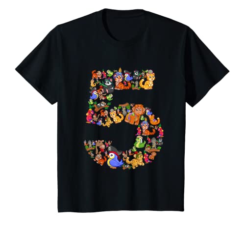 Kinder 5 Jahre Junge Mädchen Zoo Dschungel 5 Geburtstag Geschenk T-Shirt Kinder 5 Jahre Junge Mädchen Zoo Dschungel 5 Geburtstag Geschenk T-Shirt von Ich Bin 5 Tiere Geburtstagsgeschenk Junge Mädchen