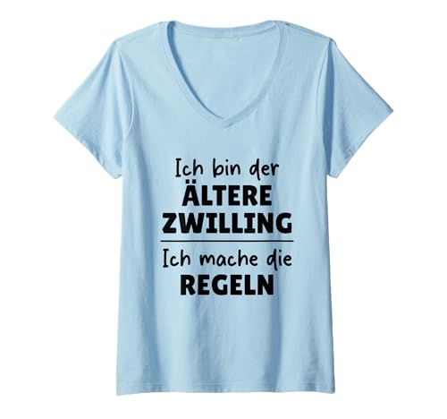 Damen Ich Bin Der Ältere Zwilling Ich Mache Die Regeln T-Shirt mit V-Ausschnitt Damen Ich Bin Der Ältere Zwilling Ich Mache Die Regeln T-Shirt mit V-Ausschnitt von Ich Bin Der Ältere Zwilling Ich Mache Die Regeln