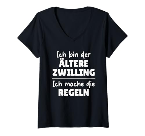 Damen Ich Bin Der Ältere Zwilling Ich Mache Die Regeln T-Shirt mit V-Ausschnitt Damen Ich Bin Der Ältere Zwilling Ich Mache Die Regeln T-Shirt mit V-Ausschnitt von Ich Bin Der Ältere Zwilling Ich Mache Die Regeln