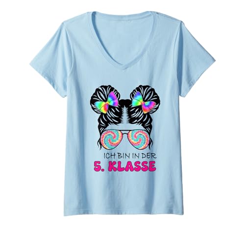 Damen Ich Bin in der 5. Klasse Regenbogenwirbel, Schleifen T-Shirt mit V-Ausschnitt Damen Ich Bin in der 5. Klasse Regenbogenwirbel, Schleifen T-Shirt mit V-Ausschnitt von Ich Bin In Der 5. Klasse Regenbogen Style Kid