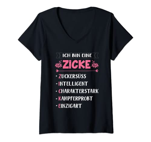 Damen Ich Bin Eine Zicke Definition Lustiger Spruch Mädchen Zicken T-Shirt mit V-Ausschnitt von Ich Bin Keine Zicke Motiv Shop