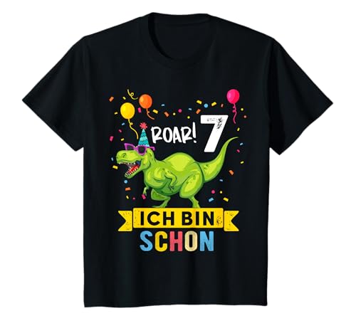 7 Jahre Geburtstag Dinosaurier Jungen Mädchen Dino T-Shirt von Ich Bin Schon 7 Geburtstag Dinosaurier Shirt