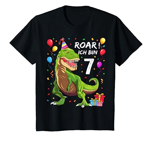 Kinder Geburtstagsshirt 7 Jahre Junge Dinosaurier Dino Ich bin 7 T-Shirt von Ich Bin Schon 7 Geburtstag Dinosaurier Shirt