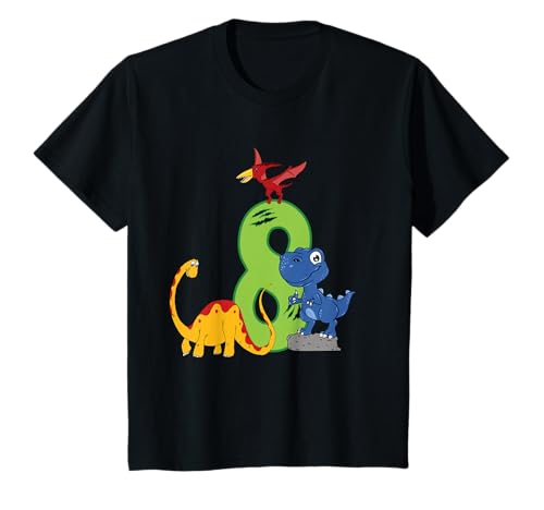 Kinder Geburtstagsshirt 8 Jahre Junge Dino T-Shirt T-Shirt von Ich Bin Schon 8 Geburtstag Dinosaurier Shirt