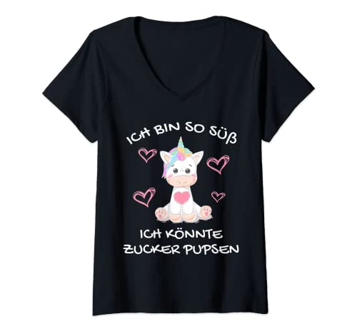 Damen Ich Bin So Süß Ich Könnte Zucker Pupsen Lustiges Einhorn T-Shirt mit V-Ausschnitt Damen Ich Bin So Süß Ich Könnte Zucker Pupsen Lustiges Einhorn T-Shirt mit V-Ausschnitt von Ich Bin So Süß Ich Könnte Zucker Pupsen Sprüche
