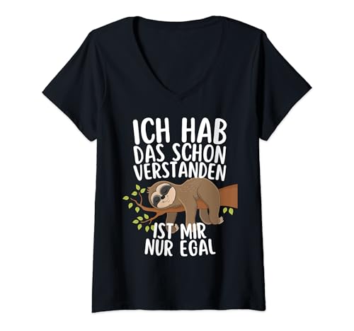 Damen Ich Hab Das Schon Verstanden Ist Mir Nur Egal Lustiger Spruc T-Shirt mit V-Ausschnitt von Ich Hab Das Schon Verstanden Ist Mir Nur Egal