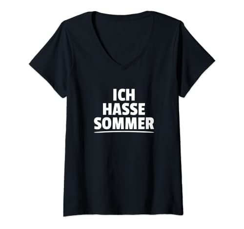 Damen Ich Hasse Sommer Sprüche T-Shirt mit V-Ausschnitt von Ich Hasse Sommer Sprüche