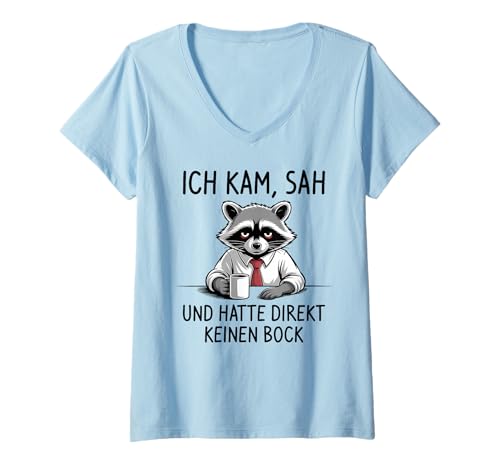 Damen Ich Kam SAH Und Hatte Direkt Keinen Bock T-Shirt mit V-Ausschnitt von Ich Kam Sah Und Hatte Direkt Keinen Bock