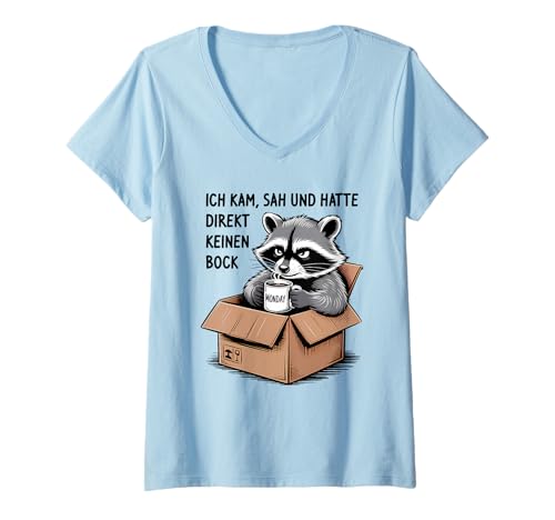 Damen Ich Kam SAH Und Hatte Direkt Keinen Bock T-Shirt mit V-Ausschnitt von Ich Kam Sah Und Hatte Direkt Keinen Bock