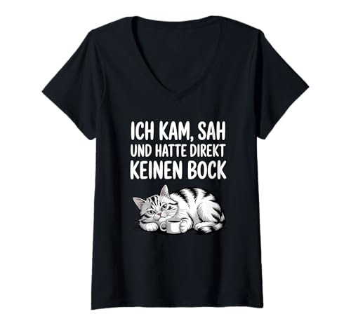 Damen Ich Kam SAH Und Hatte Direkt Keinen Bock T-Shirt mit V-Ausschnitt von Ich Kam Sah Und Hatte Direkt Keinen Bock