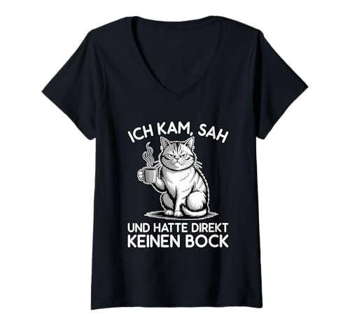Damen Ich Kam SAH Und Hatte Direkt Keinen Bock T-Shirt mit V-Ausschnitt von Ich Kam Sah Und Hatte Direkt Keinen Bock