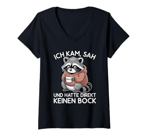 Damen Ich Kam SAH Und Hatte Direkt Keinen Bock T-Shirt mit V-Ausschnitt von Ich Kam Sah Und Hatte Direkt Keinen Bock