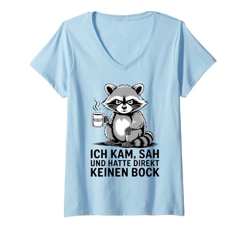 Damen Ich Kam SAH Und Hatte Direkt Keinen Bock T-Shirt mit V-Ausschnitt von Ich Kam Sah Und Hatte Direkt Keinen Bock